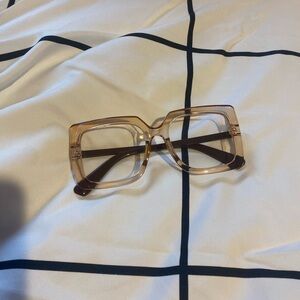 Beige Square Frame Blue Light Glasses